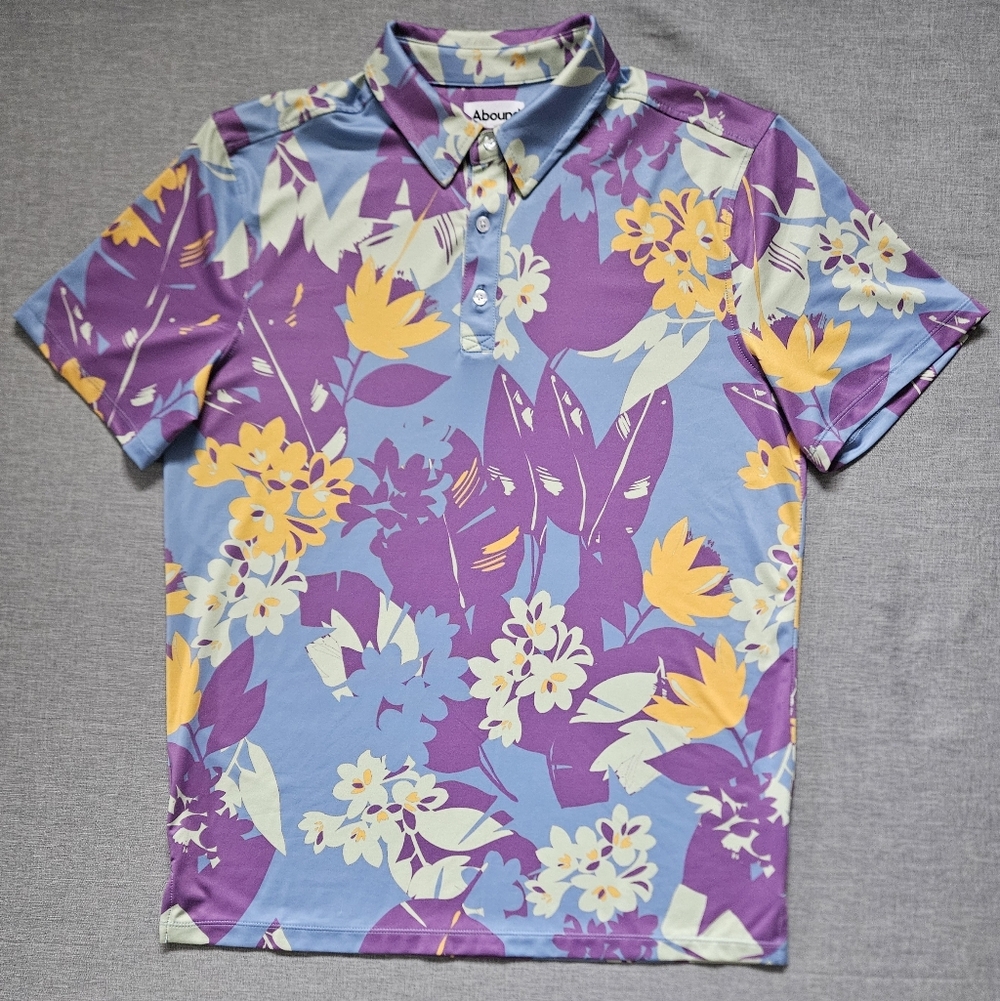 ABOUND Classic Collar Tropical  Floral Performance Short Sleeve Golf Polo Shirt